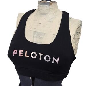 Peloton Black‎ Racerback Sports Bra Metallic Logo Size Small Workout Athleisure